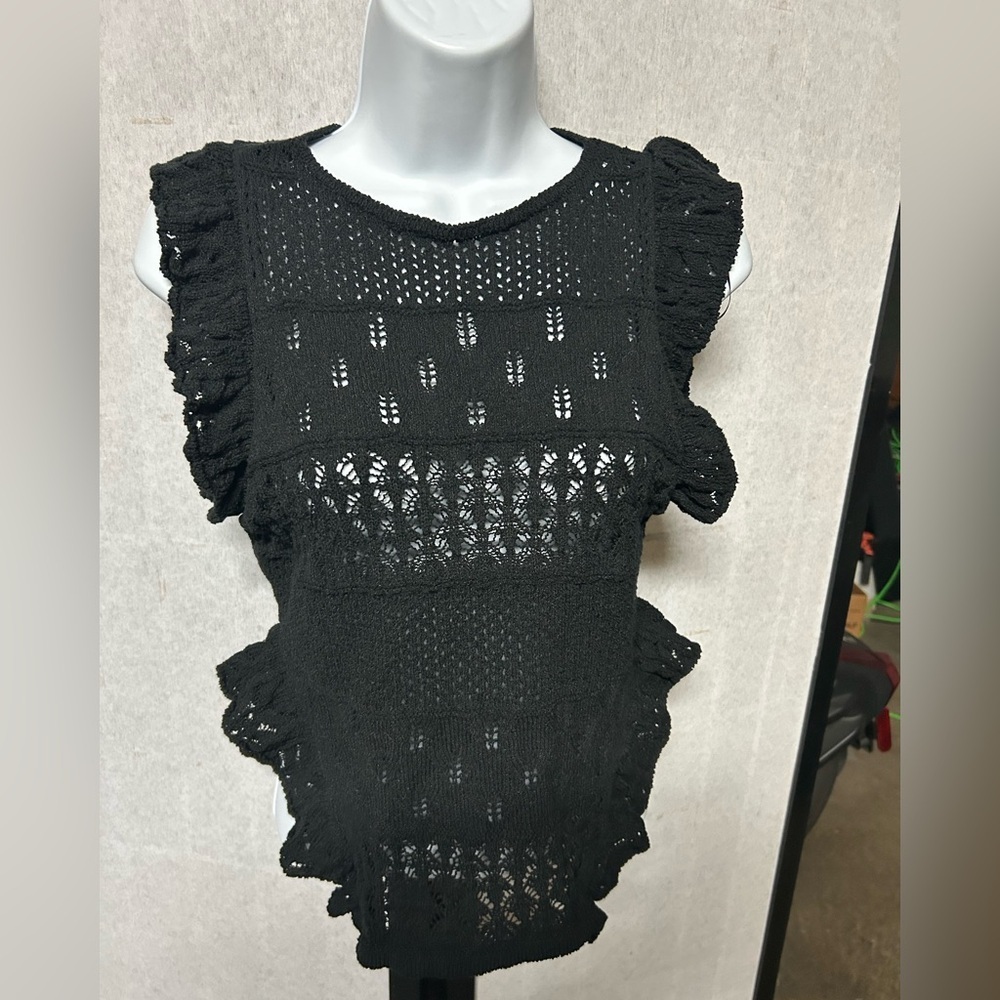 ZARA Black Lace Ruffle Top - Picture 3 of 9